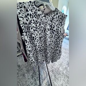 Elegant Monochrome Animal Print Blouse
